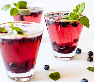 Blueberry Basil Bellinis